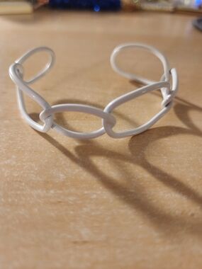 White Open-Link Metal Cuff Bracelet -Alexa Rae